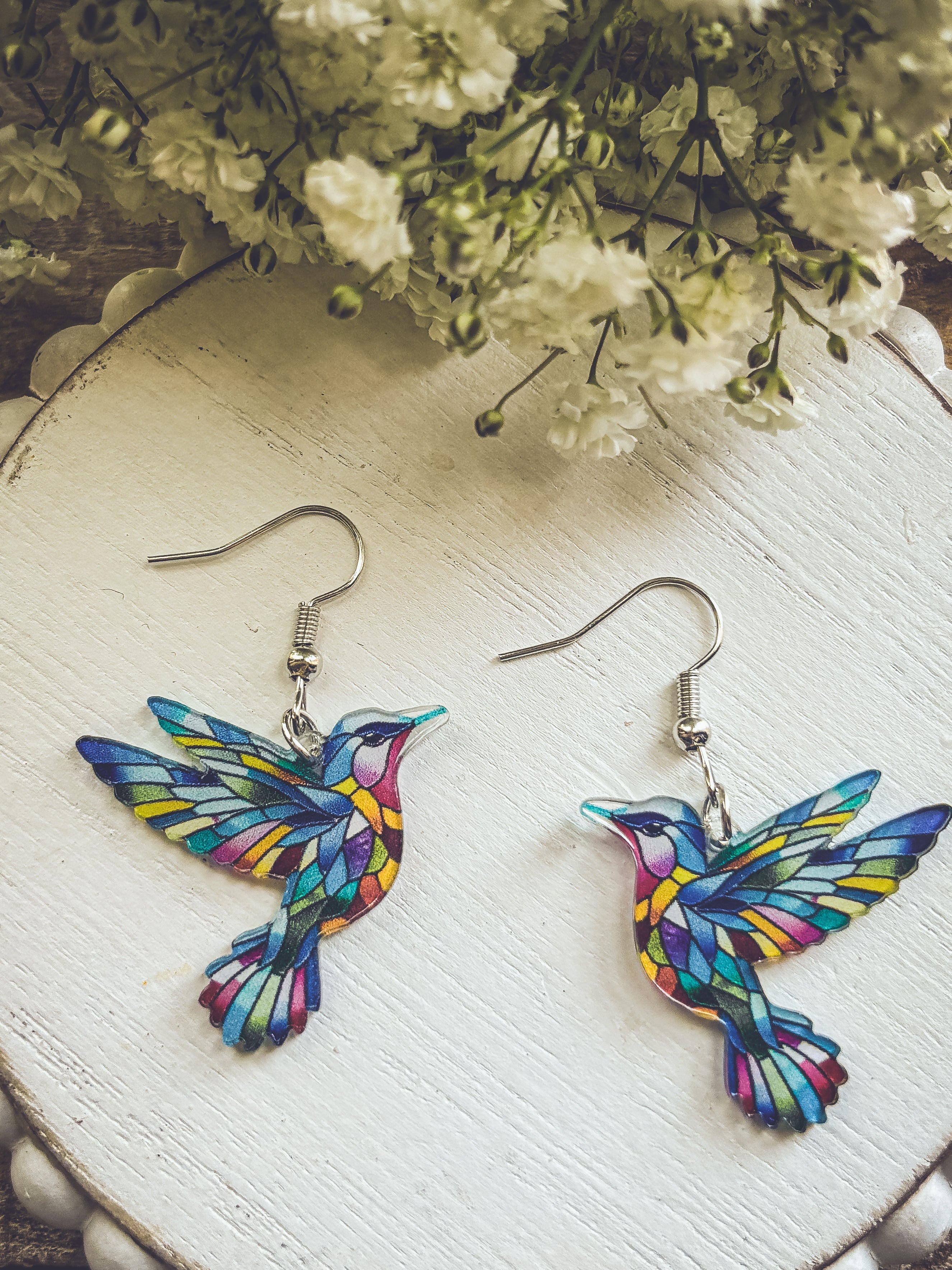 Colorful Hummingbird Earrings – Vibrant Bird Dangle Earrings | Nature-Inspired Jewelry