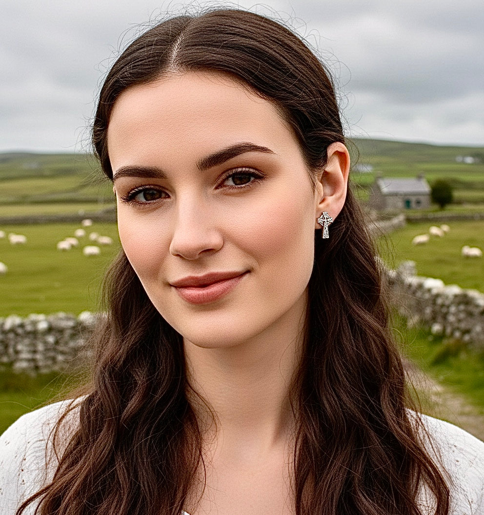 Celtic Knot Cross Stud Earrings – Hypoallergenic Post Earrings | Silver, Gold & Black Jewelry