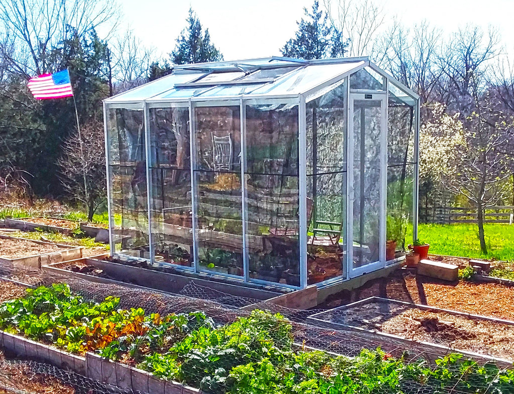 Palmetto 8x10 Greenhouse Kit | Aluminum & Tempered Glass Greenhouse | Heavy-Duty Backyard Greenhouse | All-Season Garden Structure