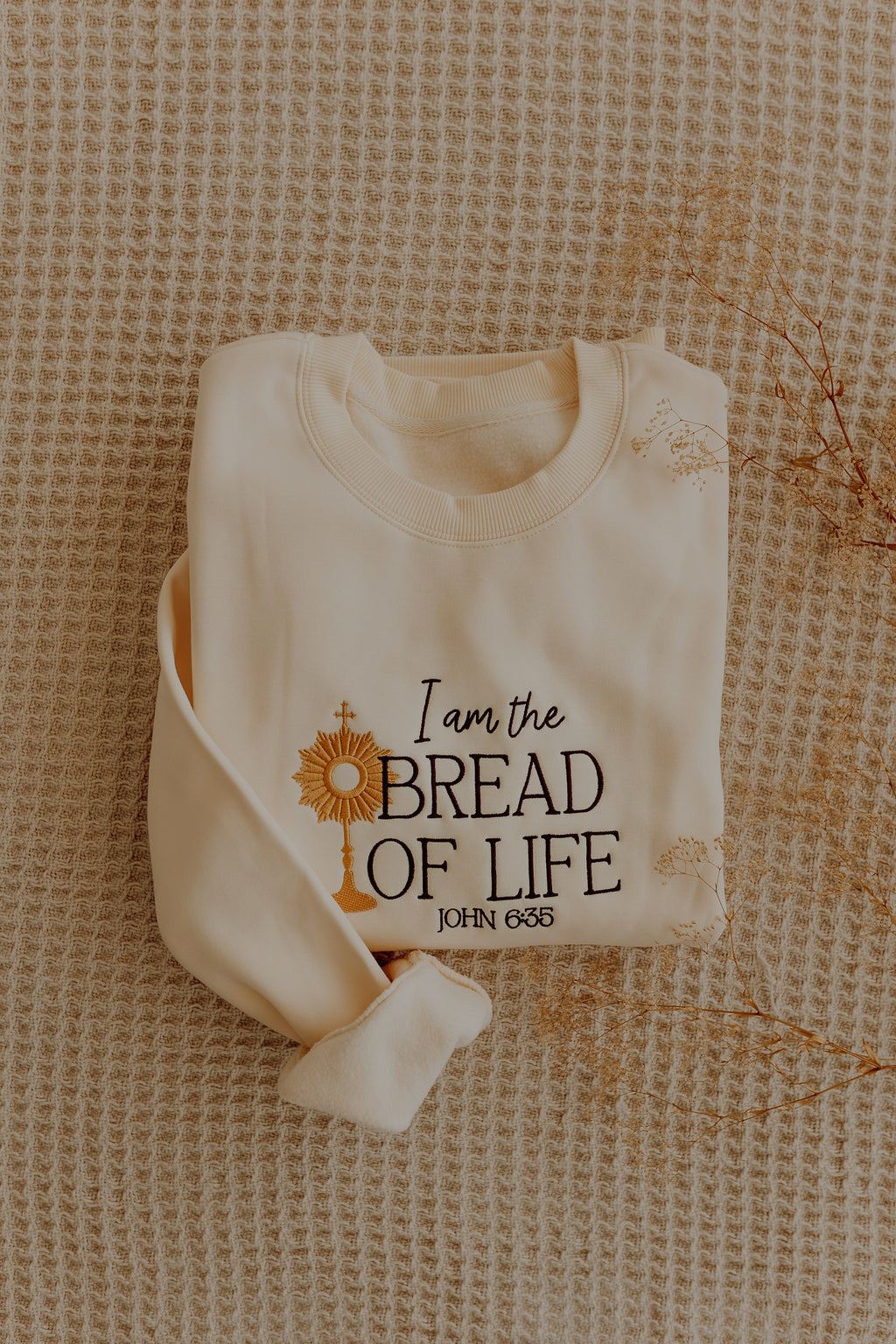 Bread of Life Crewneck Sweatshirt, Christian Embroidered Sweatshirt, Catholic Crewneck, Faith Apparel, Jesus Sweatshirt, Cozy Religious Gift