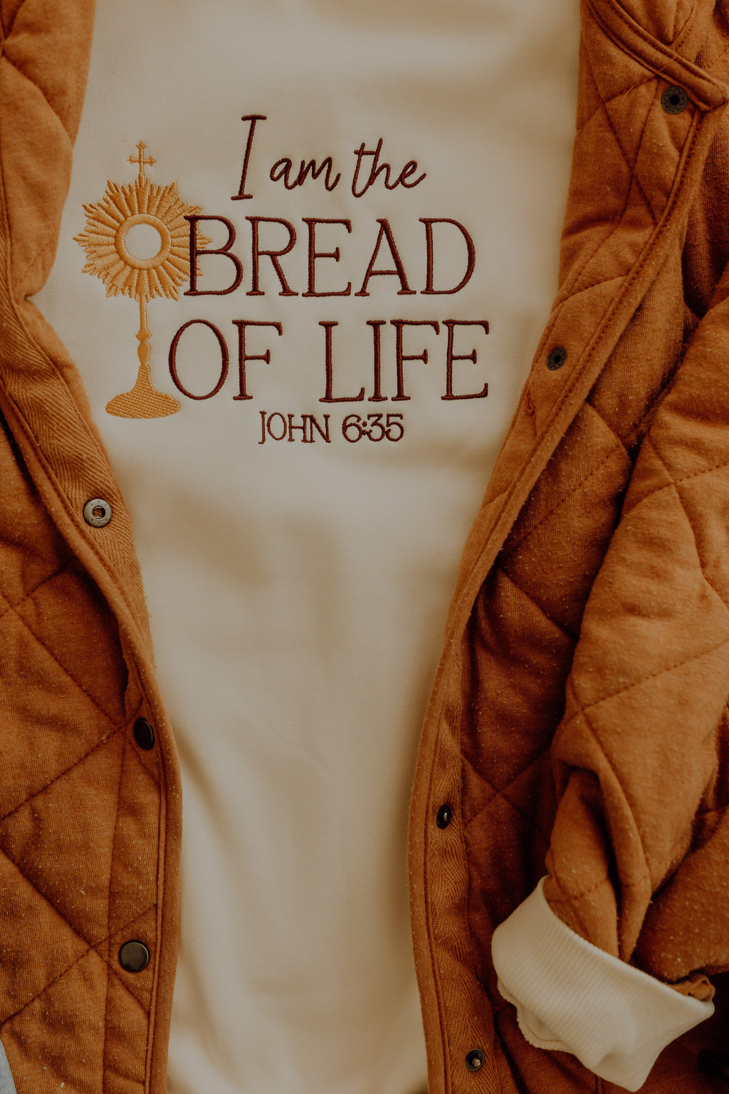 Bread of Life Crewneck Sweatshirt, Christian Embroidered Sweatshirt, Catholic Crewneck, Faith Apparel, Jesus Sweatshirt, Cozy Religious Gift