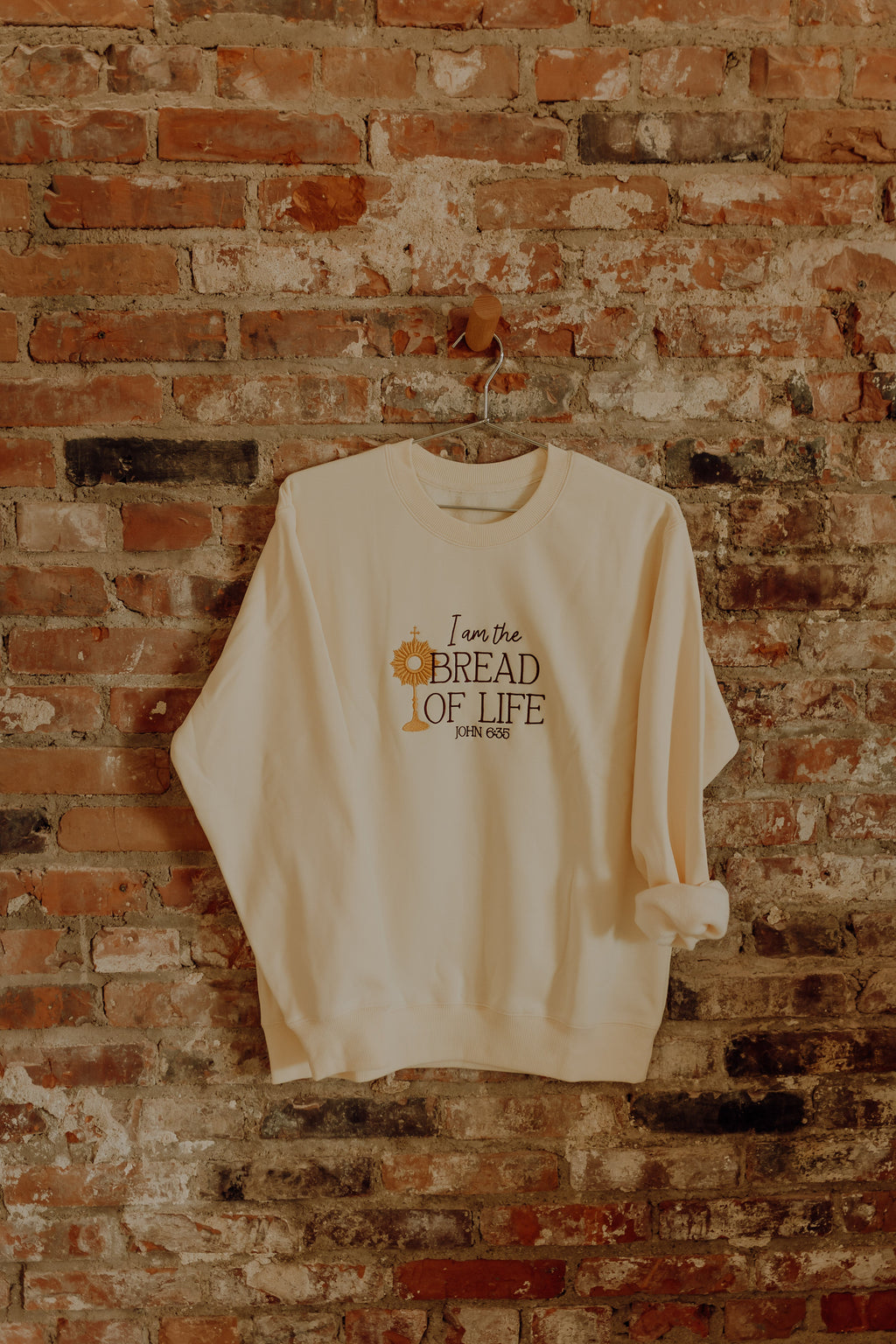 Bread of Life Crewneck Sweatshirt, Christian Embroidered Sweatshirt, Catholic Crewneck, Faith Apparel, Jesus Sweatshirt, Cozy Religious Gift