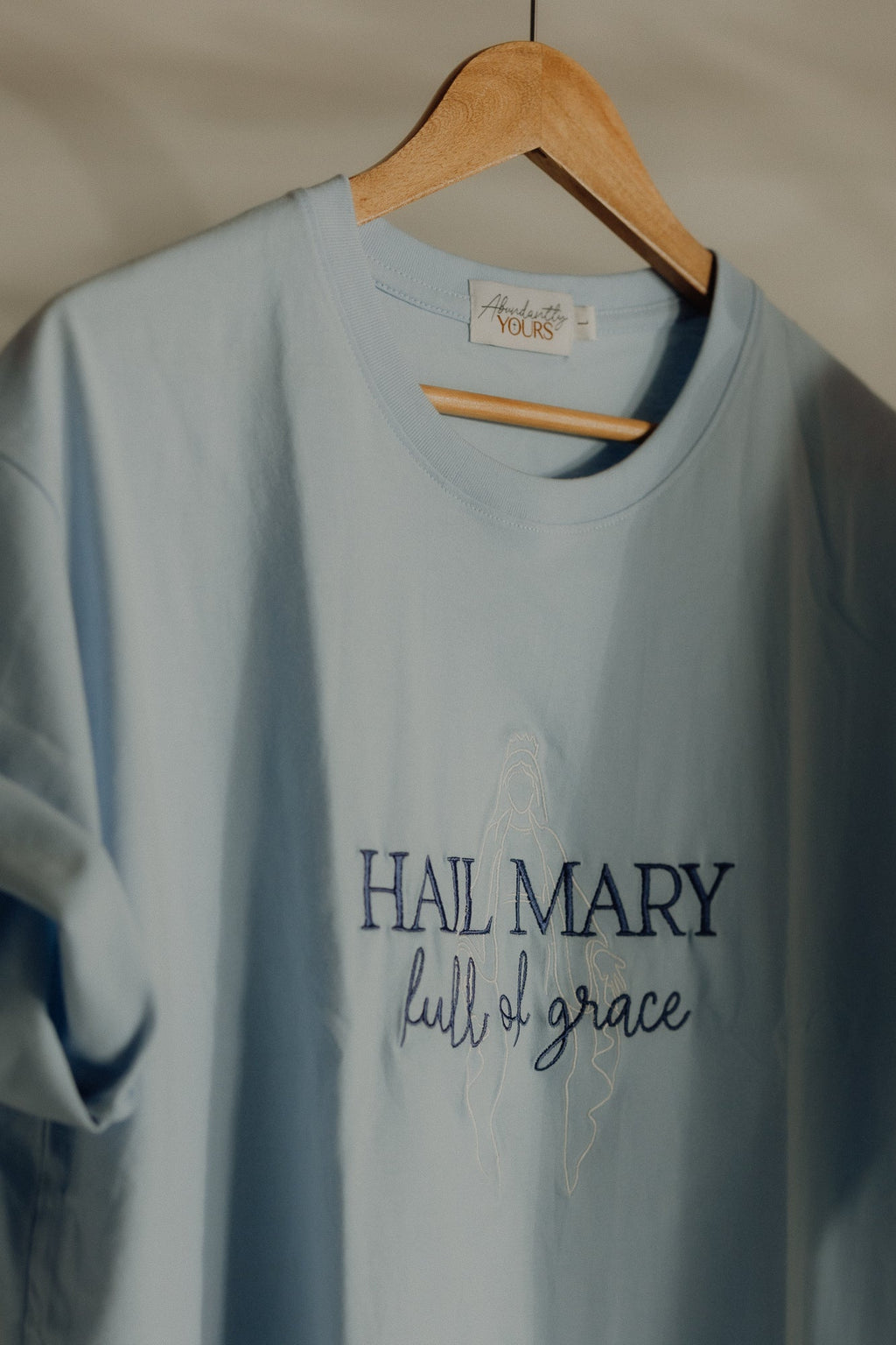 Hail Mary T-Shirt, Catholic Shirt, Marian Prayer Tee, Christian Graphic Tee, Virgin Mary Shirt, Faith Apparel, Religious Gift for Women Men
