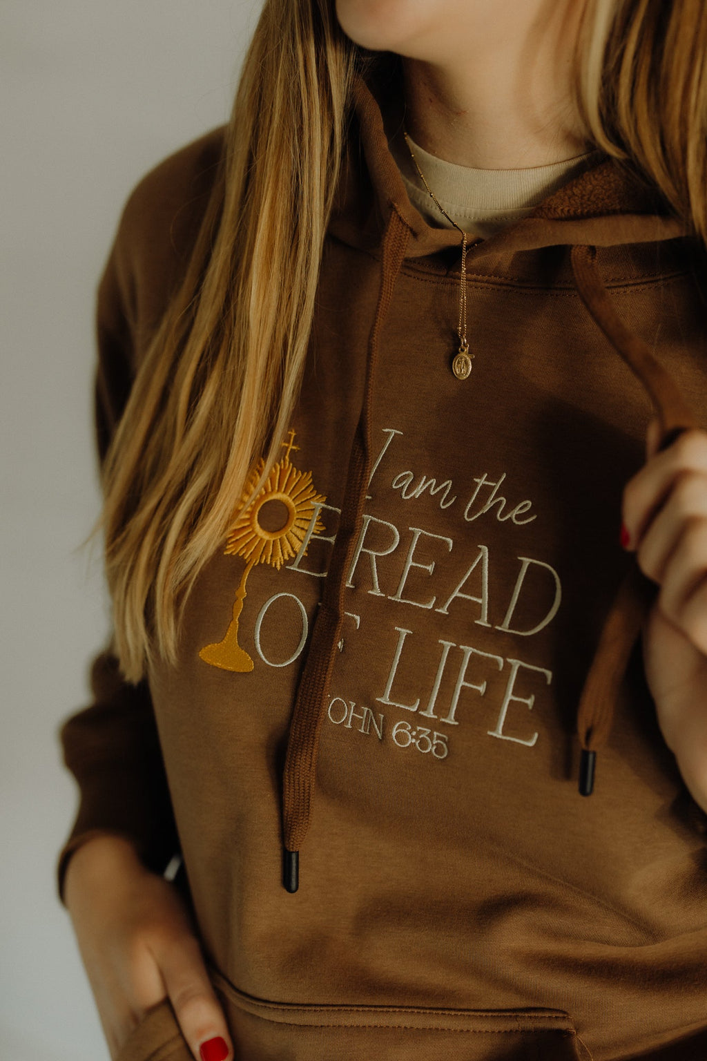 Bread of Life Hoodie, Christian Hoodie, Catholic Faith Sweatshirt, Jesus Hoodie, Embroidered Religious Hoodie, Cozy Christian Gift, Bible Verse Apparel