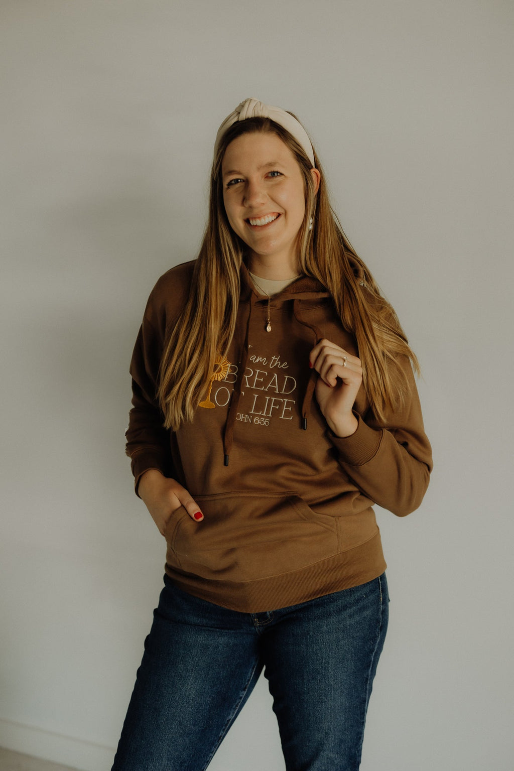 Bread of Life Hoodie, Christian Hoodie, Catholic Faith Sweatshirt, Jesus Hoodie, Embroidered Religious Hoodie, Cozy Christian Gift, Bible Verse Apparel
