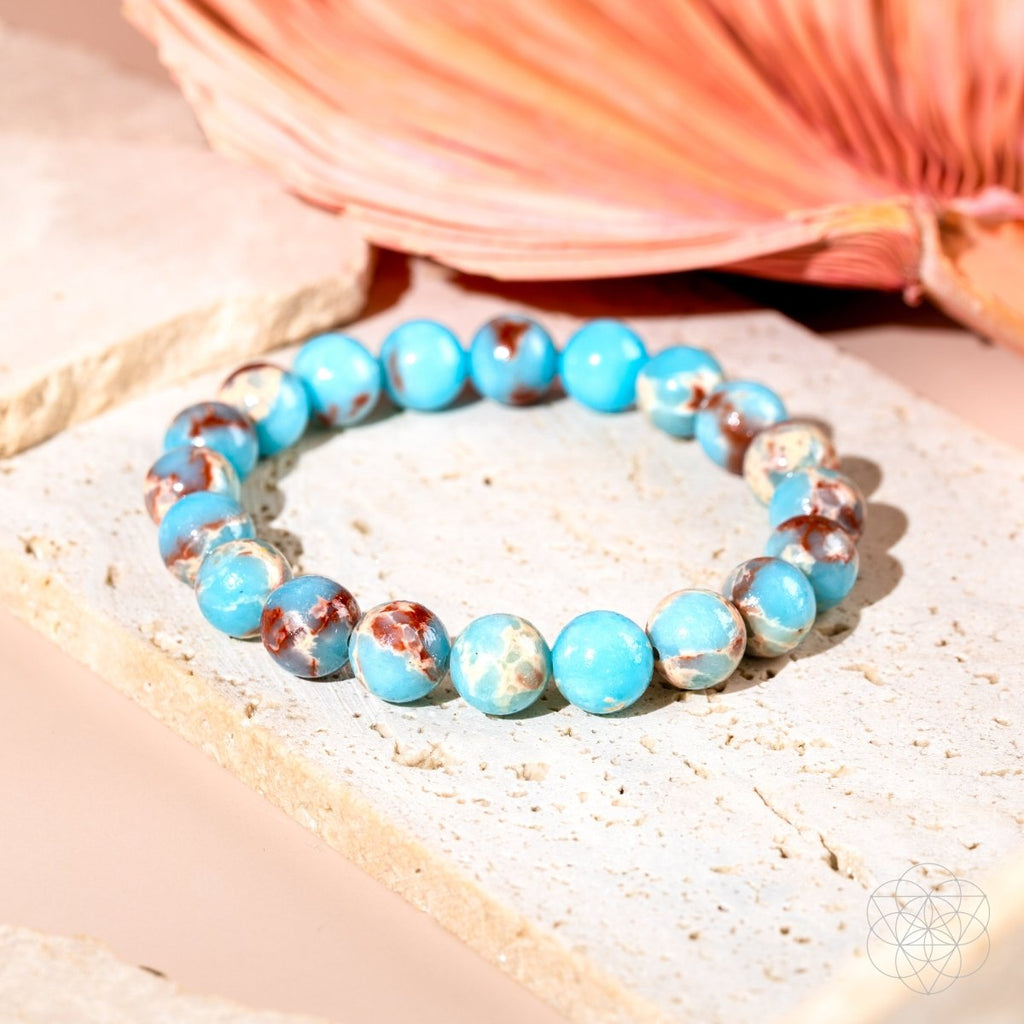 Aqua Terra Jasper Bracelet – Natural Stone Beaded Bracelet | Stretch Gemstone Jewelry
