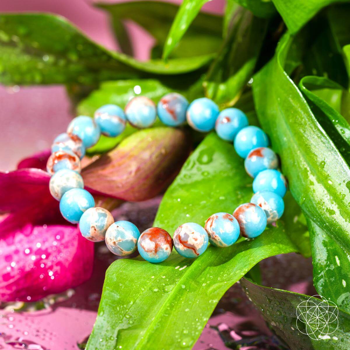 Aqua Terra Jasper Bracelet – Natural Stone Beaded Bracelet | Stretch Gemstone Jewelry