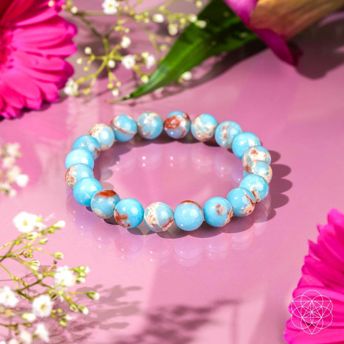 Aqua Terra Jasper Bracelet – Natural Stone Beaded Bracelet | Stretch Gemstone Jewelry