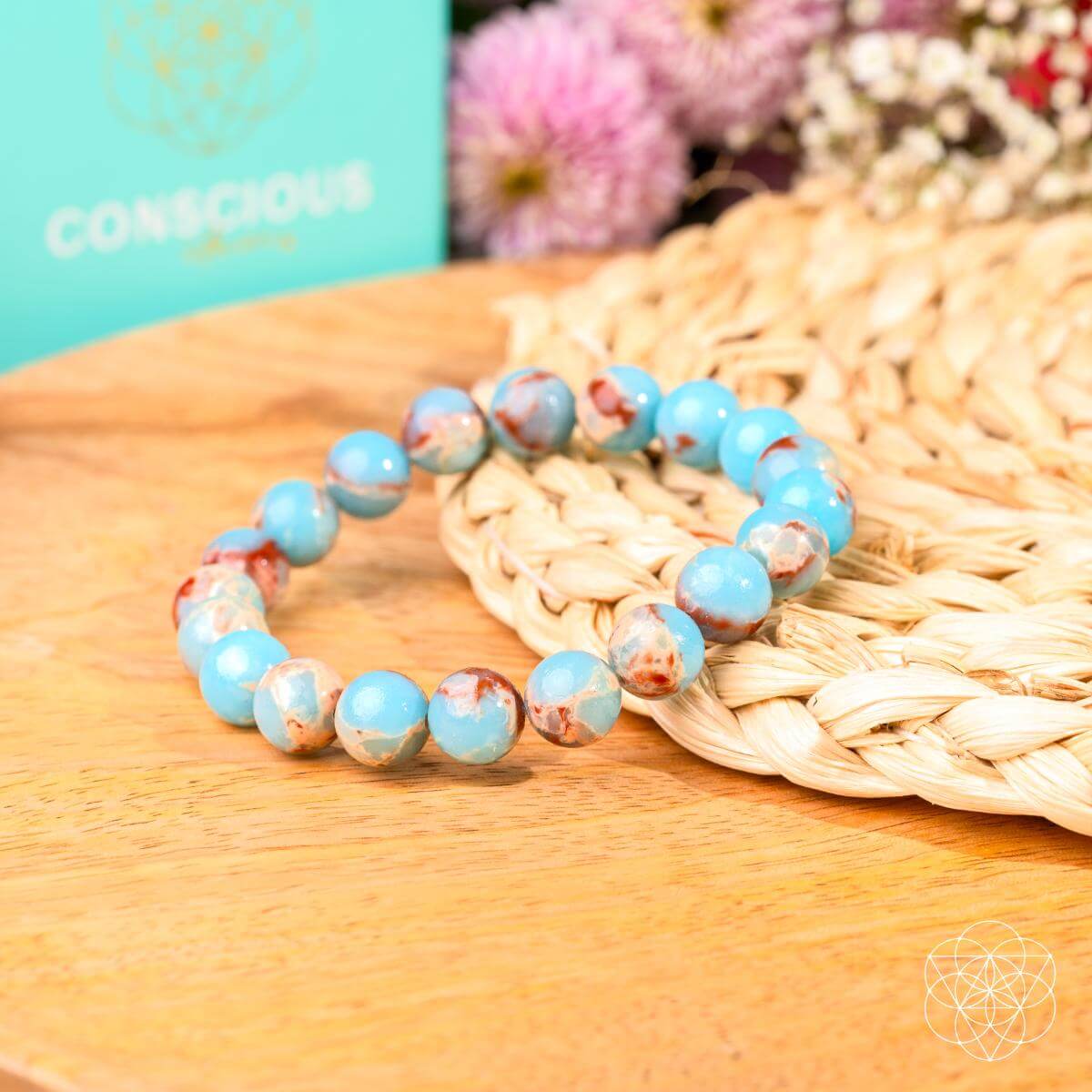 Aqua Terra Jasper Bracelet – Natural Stone Beaded Bracelet | Stretch Gemstone Jewelry