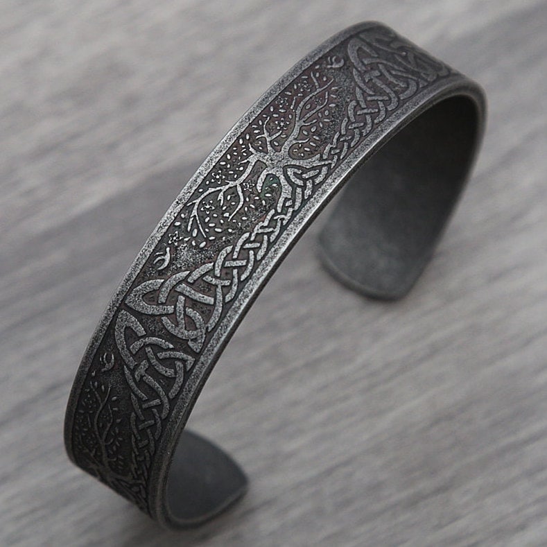 Celtic Knot Tree of Life Bracelet – Stainless Steel Cuff | Waterproof Hypoallergenic Jewelry