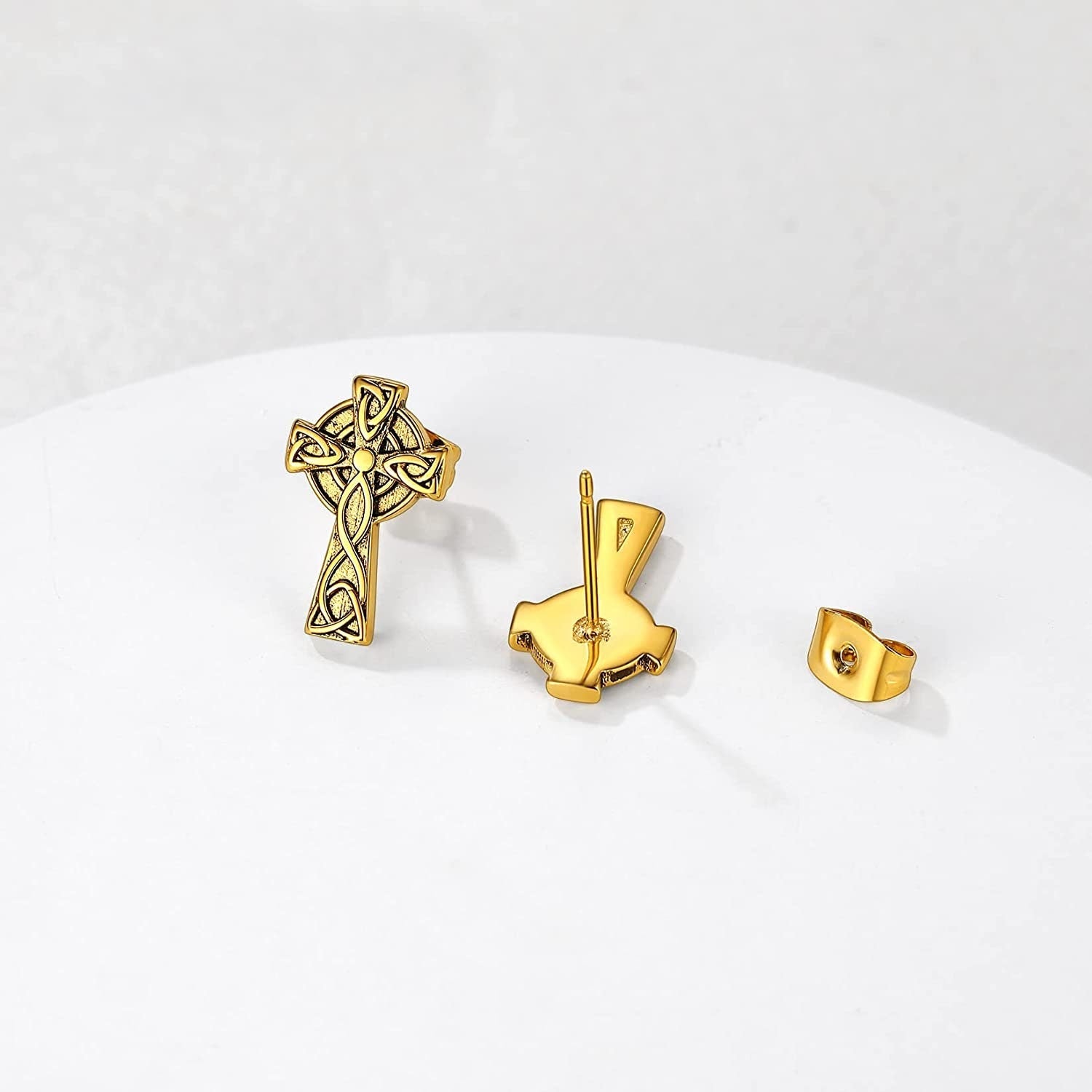 Celtic Knot Cross Stud Earrings – Hypoallergenic Post Earrings | Silver, Gold & Black Jewelry