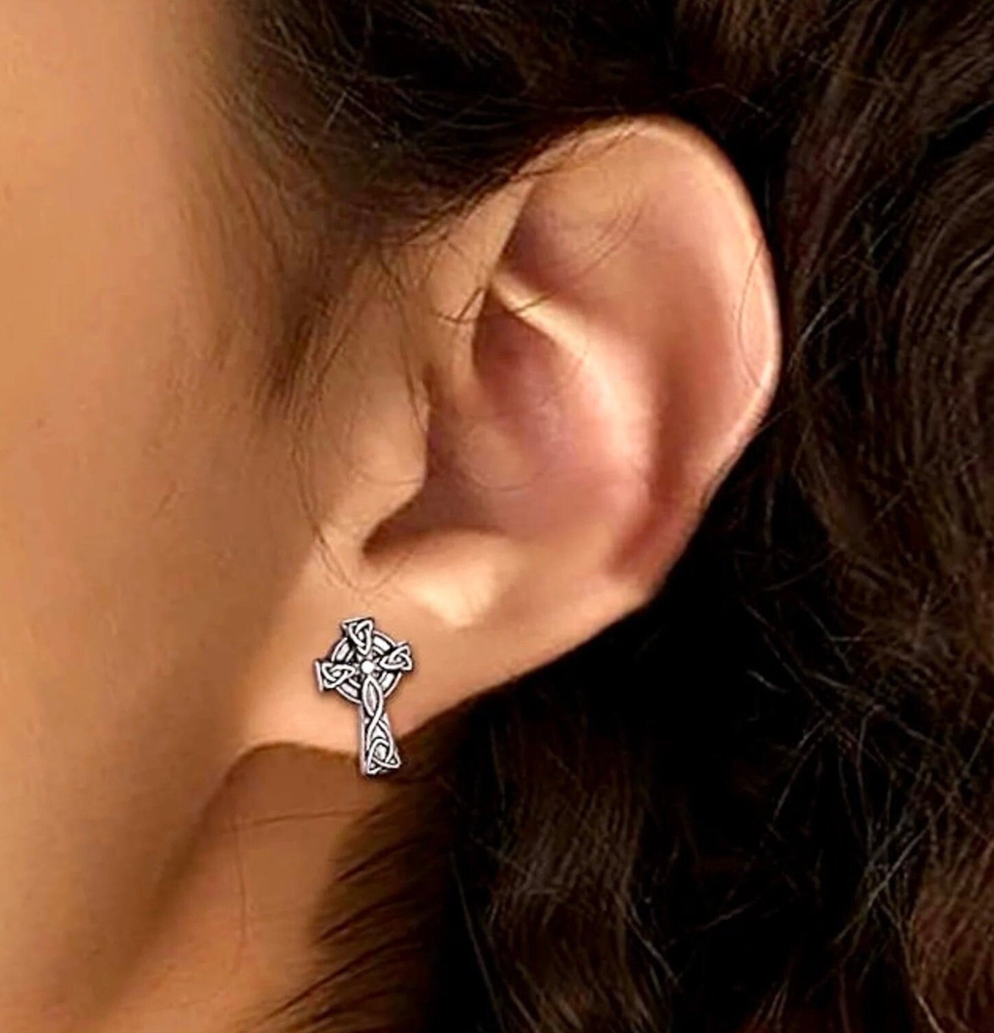 Celtic Knot Cross Stud Earrings – Hypoallergenic Post Earrings | Silver, Gold & Black Jewelry