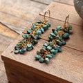 Turquoise Cluster Hoop Earrings – Wire Wrapped Handmade Hoops | Natural Stone Jewelry