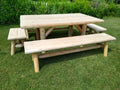 Handmade Rustic Outdoor Picnic Table | Solid Wood Farmhouse Patio Table | Backyard Dining Table for Garden, Porch & Outdoor Gatherings