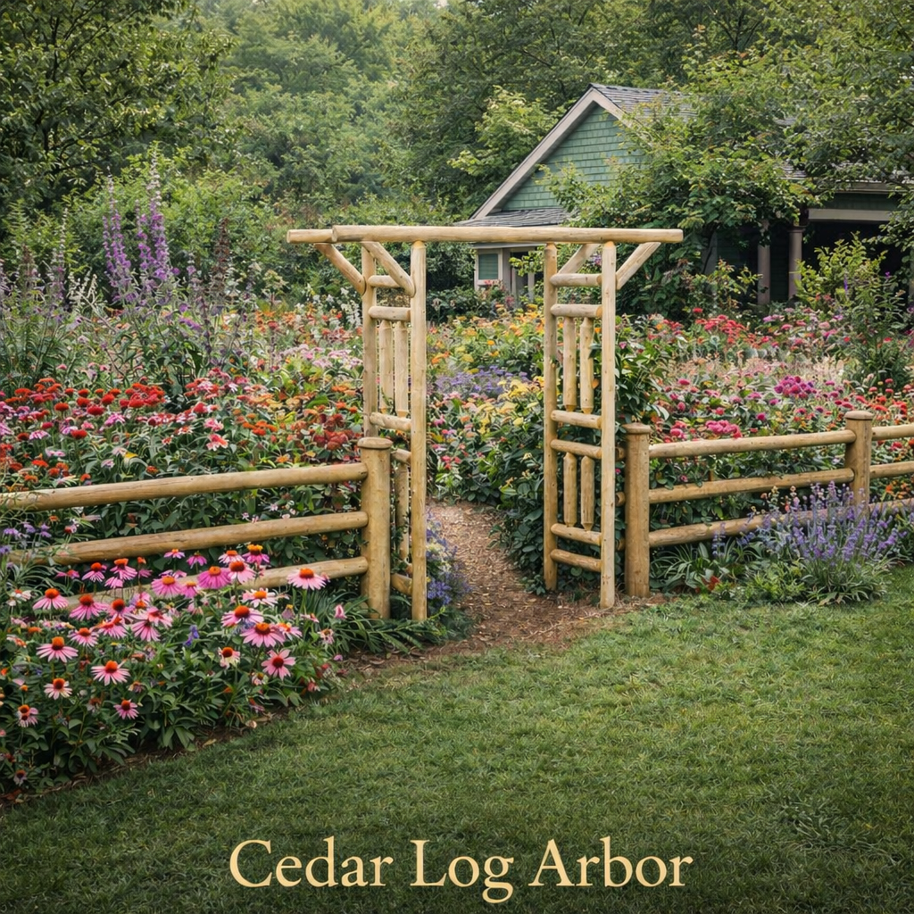 Outdoor Wooden Garden Arbor | Rustic Yard Arch for Climbing Plants, Roses & Pathways | Decorative Backyard Entrance Trellis