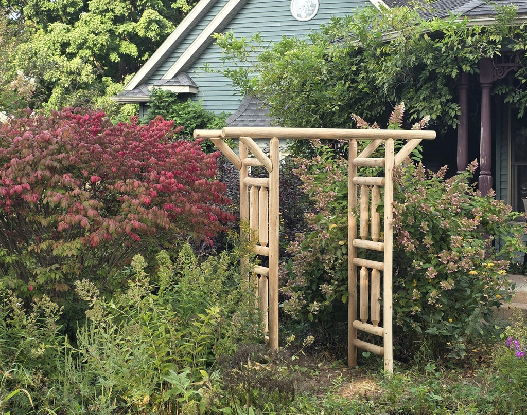 Outdoor Wooden Garden Arbor | Rustic Yard Arch for Climbing Plants, Roses & Pathways | Decorative Backyard Entrance Trellis