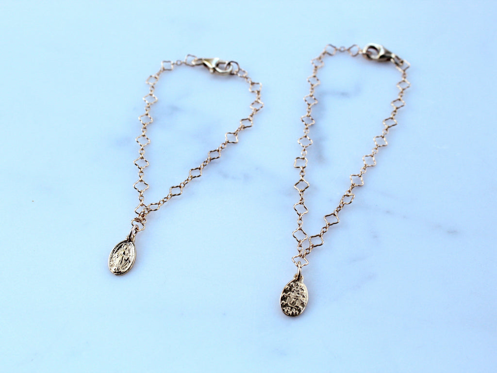 Miraculous Medal Floral Bracelet Set – Mommy & Me Catholic Jewelry | Mother Daughter Faith Gift