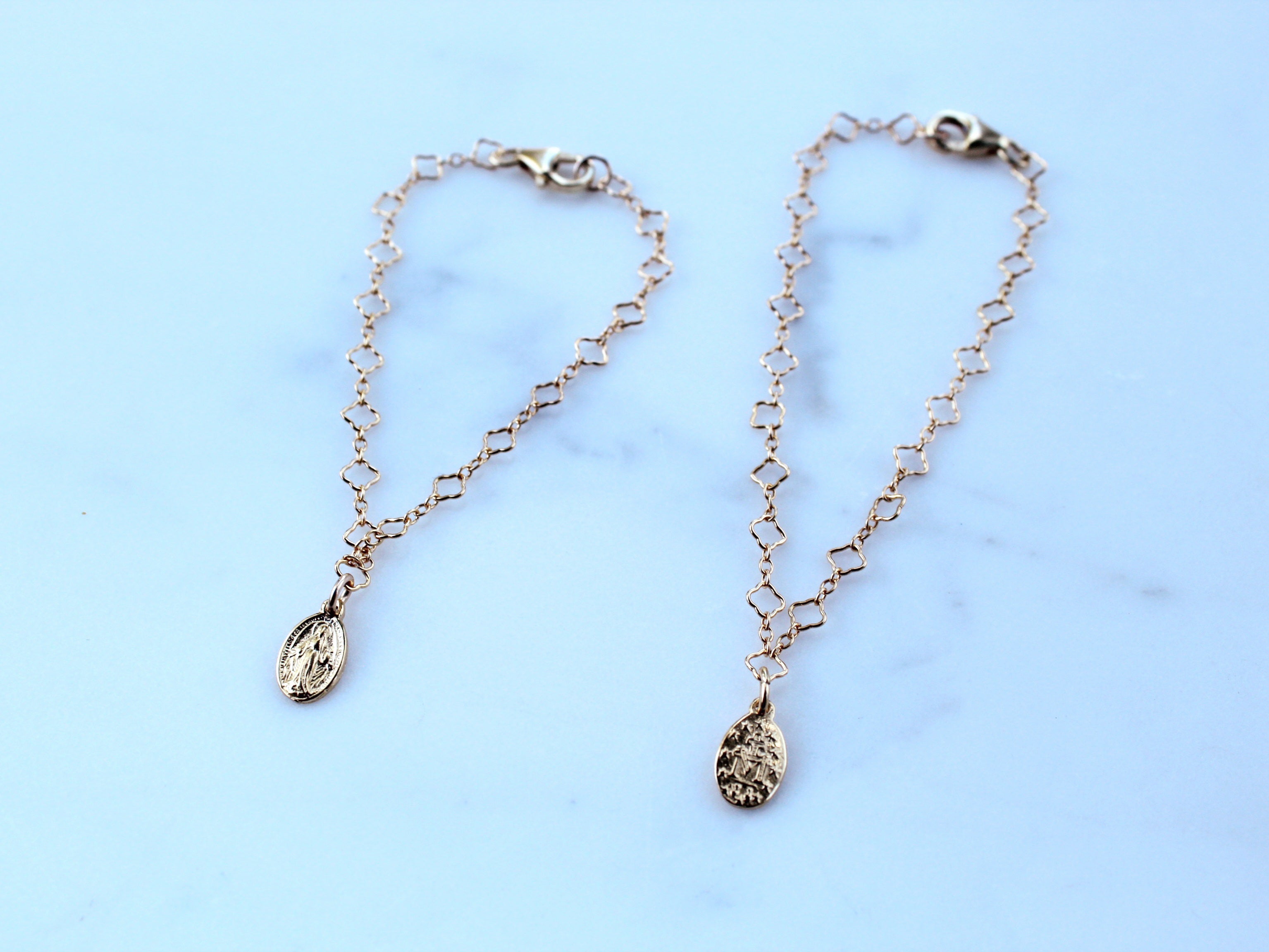 Miraculous Medal Floral Bracelet Set – Mommy & Me Catholic Jewelry | Mother Daughter Faith Gift