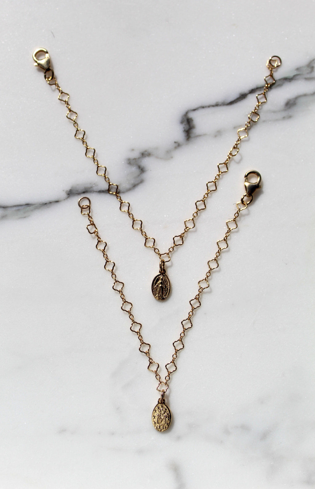 Miraculous Medal Floral Bracelet Set – Mommy & Me Catholic Jewelry | Mother Daughter Faith Gift