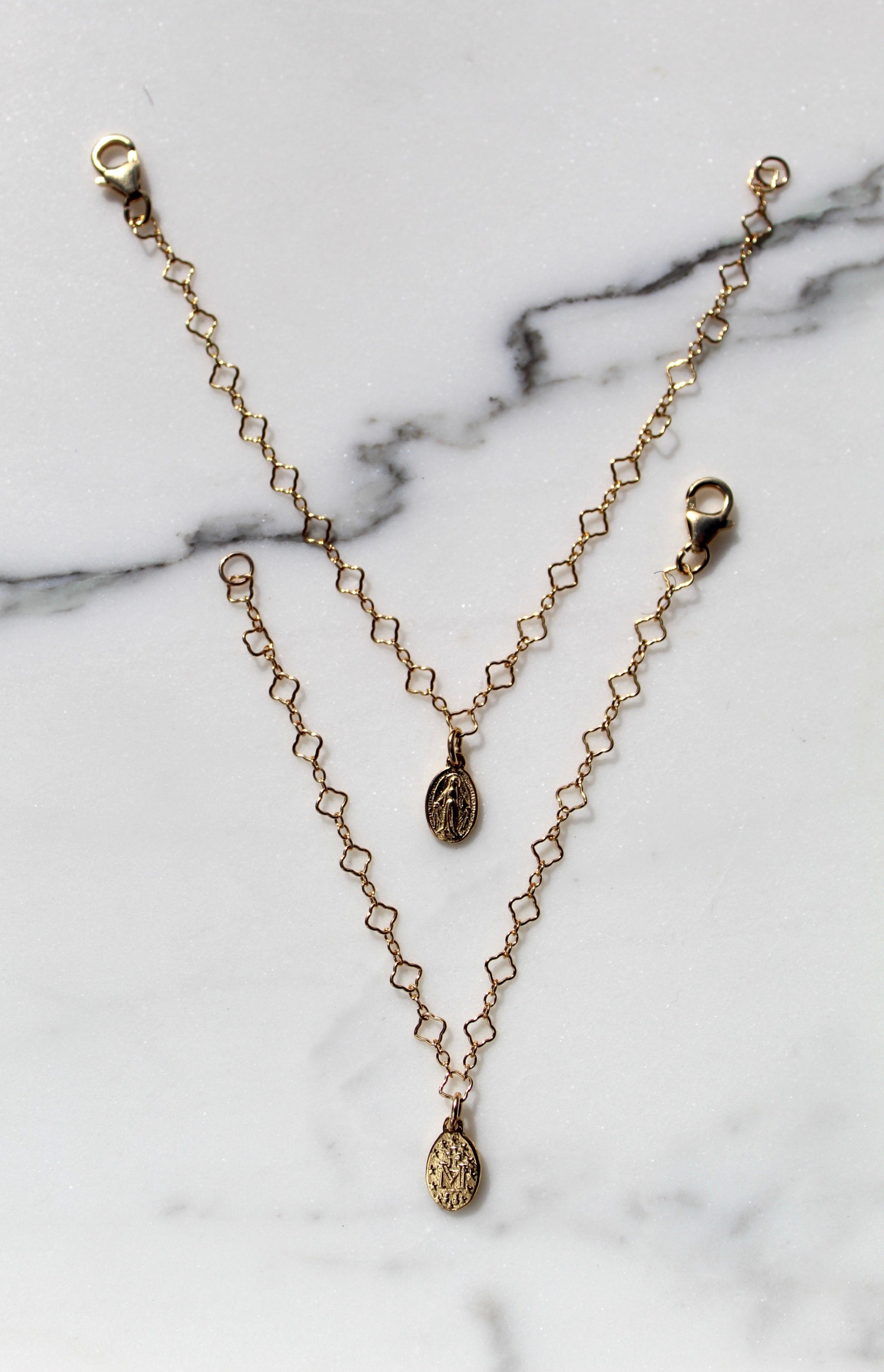 Miraculous Medal Floral Bracelet Set – Mommy & Me Catholic Jewelry | Mother Daughter Faith Gift