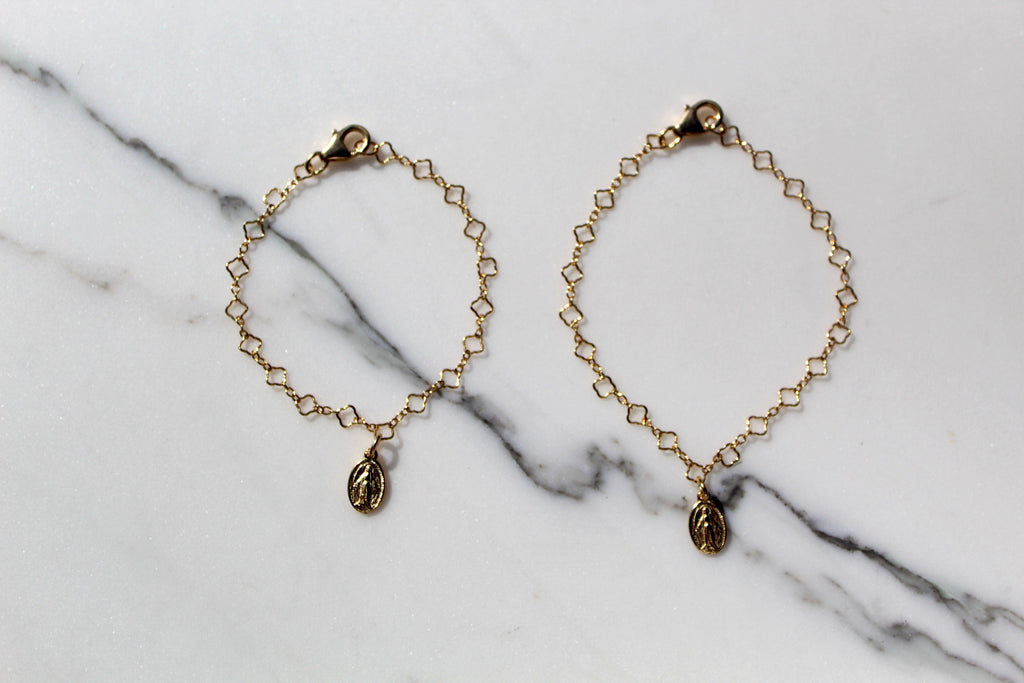 Miraculous Medal Floral Bracelet Set – Mommy & Me Catholic Jewelry | Mother Daughter Faith Gift