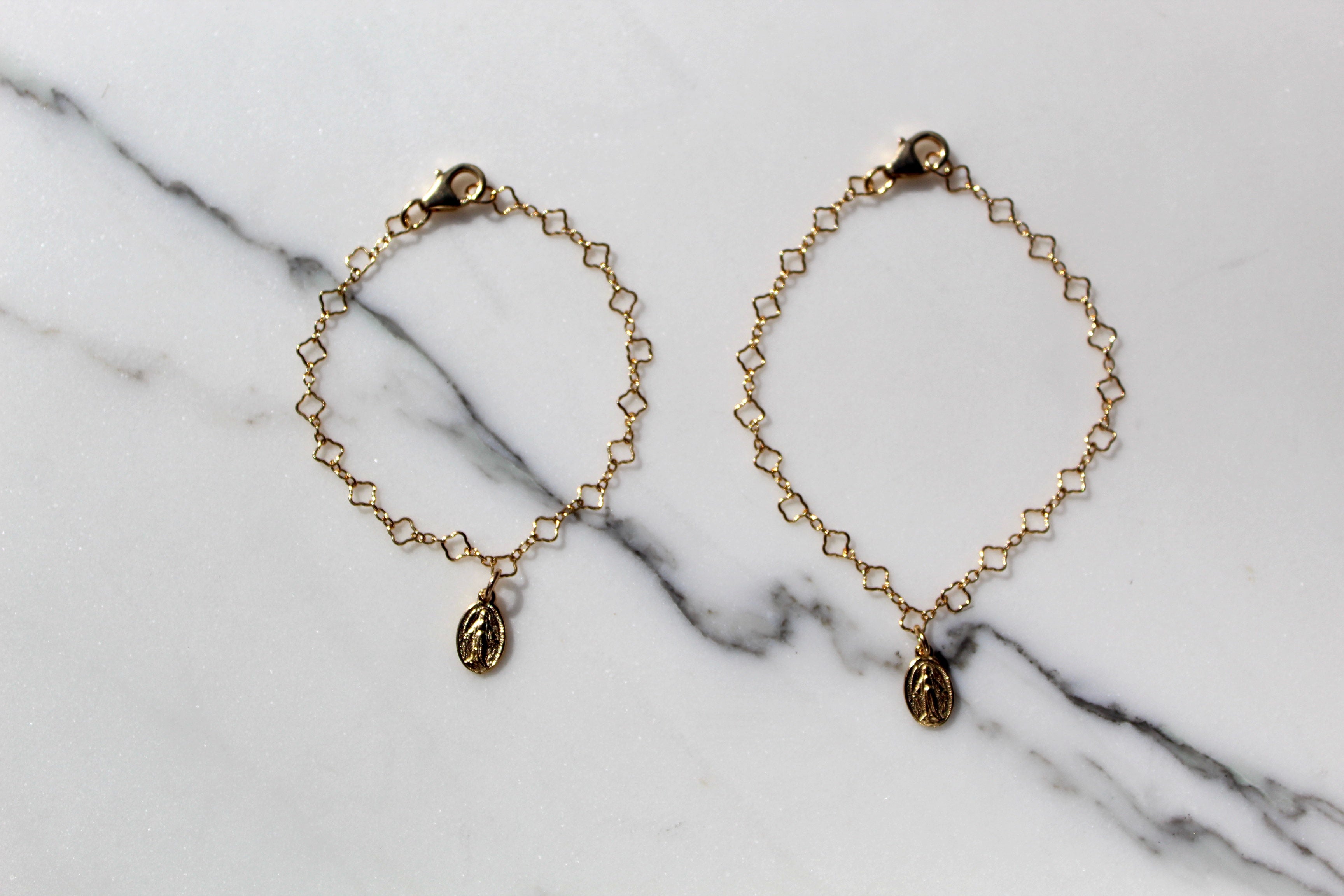 Miraculous Medal Floral Bracelet Set – Mommy & Me Catholic Jewelry | Mother Daughter Faith Gift