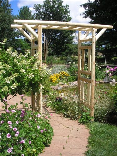 Outdoor Wooden Garden Arbor | Rustic Yard Arch for Climbing Plants, Roses & Pathways | Decorative Backyard Entrance Trellis